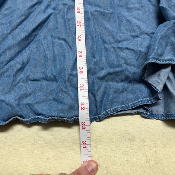 Loft size 2 chambray 100% lyocell flutter sleeve wrap dress - Picture 4 of 15